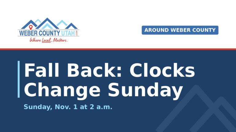 WeberCountyUtah.com title card reading Fall Back: Clocks Change Sunday, Nov. 1 at 2 a.m.